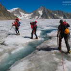 walking on a glacier