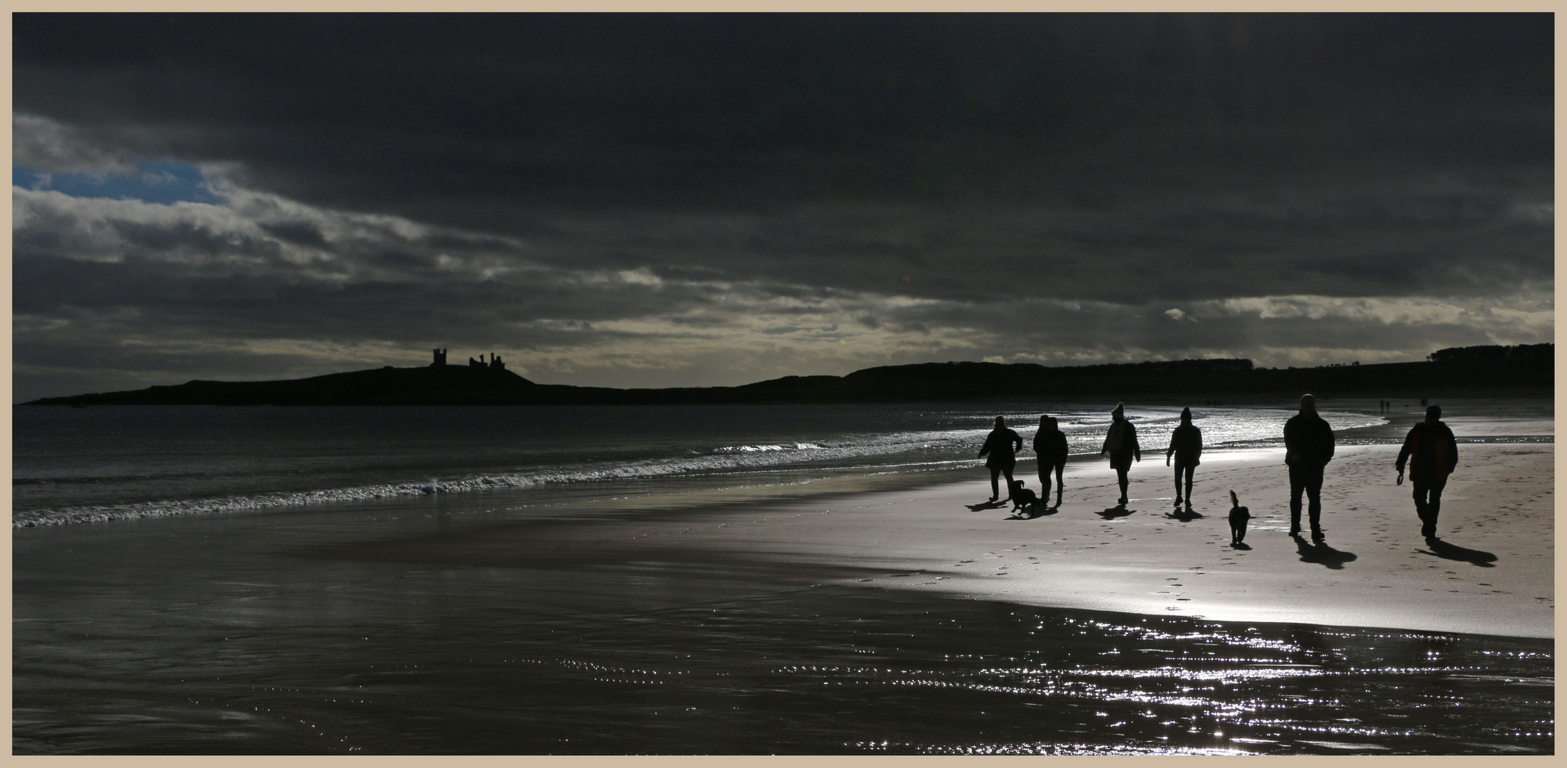 walking the dogs at embleton bay