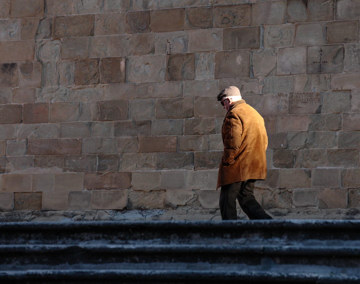 walking towards the church