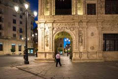 Walking under the arch