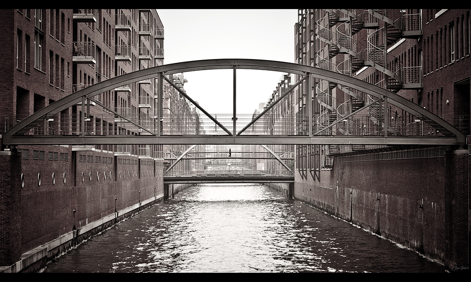 Walking under the bridge