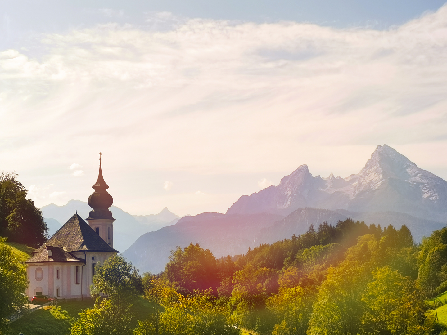 Wallfahrtskirche Maria Gern mit Watzmann