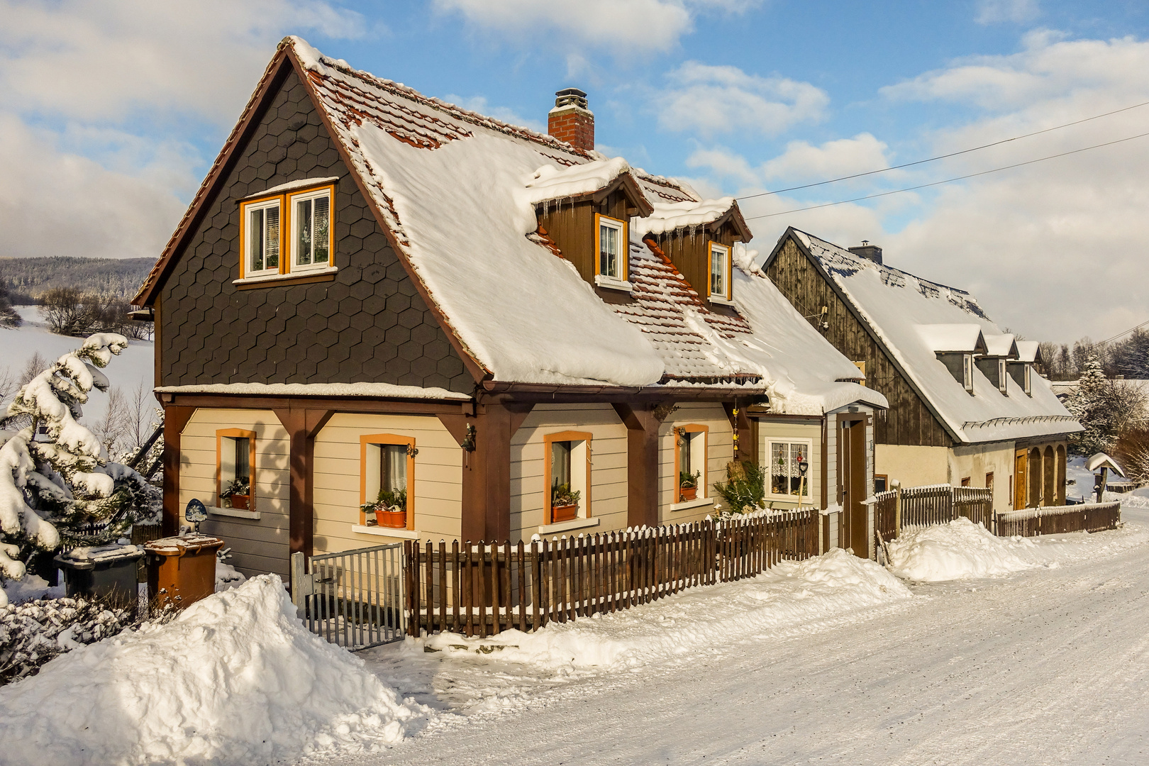 Waltersdorf im Winter 2019 Umgebindehaus-01781 