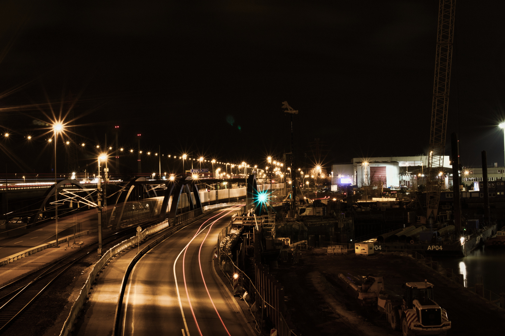 Waltershofer Damm bei Nacht