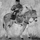 Wandbild Mann auf Esel