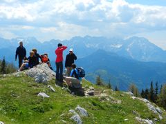 Wandergruppe vor den Karawanken