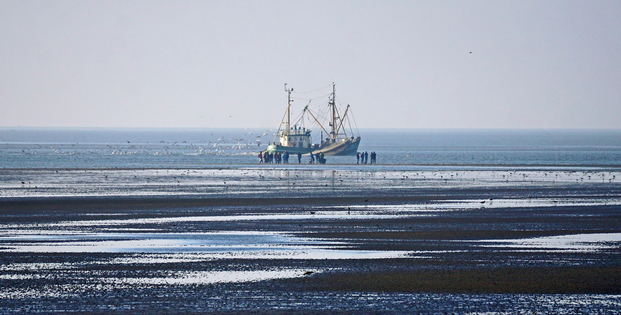 wandern und fischen im Watt