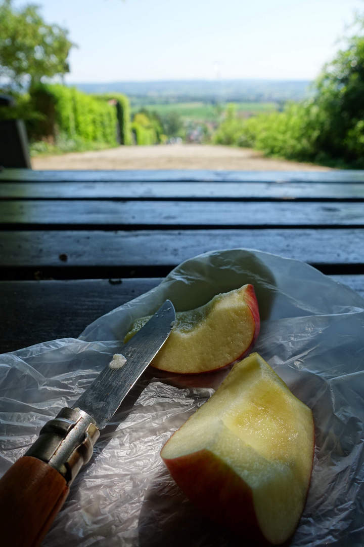 Wanderpause: ein Apfel kann so erfrischend sein!