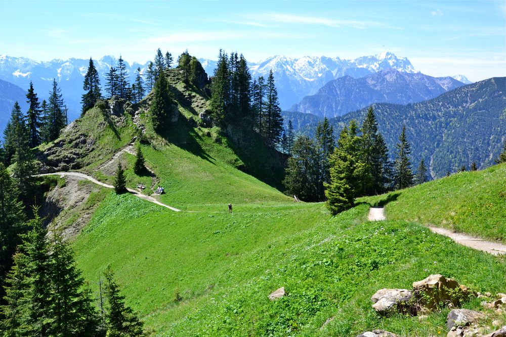 Wanderung bergab vom Laber bei Oberammergau