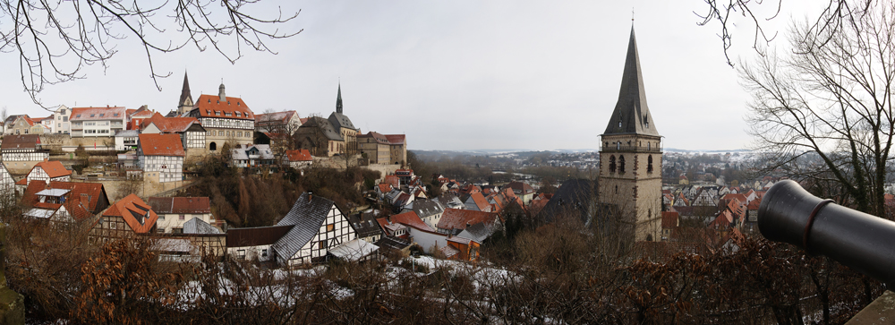 Warburg im Winter - ein Panorama aus 7 Hochkantaufnahmen