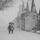 Warnemünde - Alexandrinenstraße in dichtem Schneetreiben