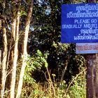 Warning signs every where beside the walk at Khao Preah Vihear
