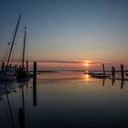 Warten auf die Flut bei Sonnenaufgang