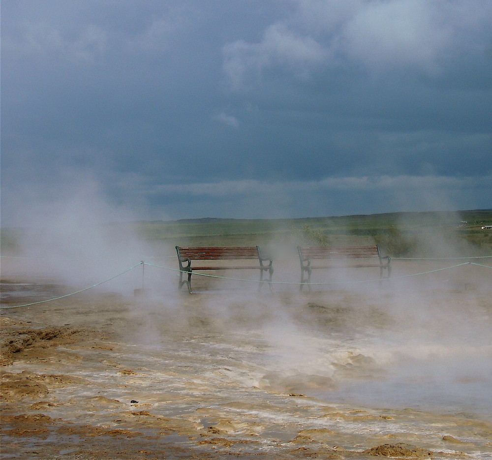 Warten auf Geysir