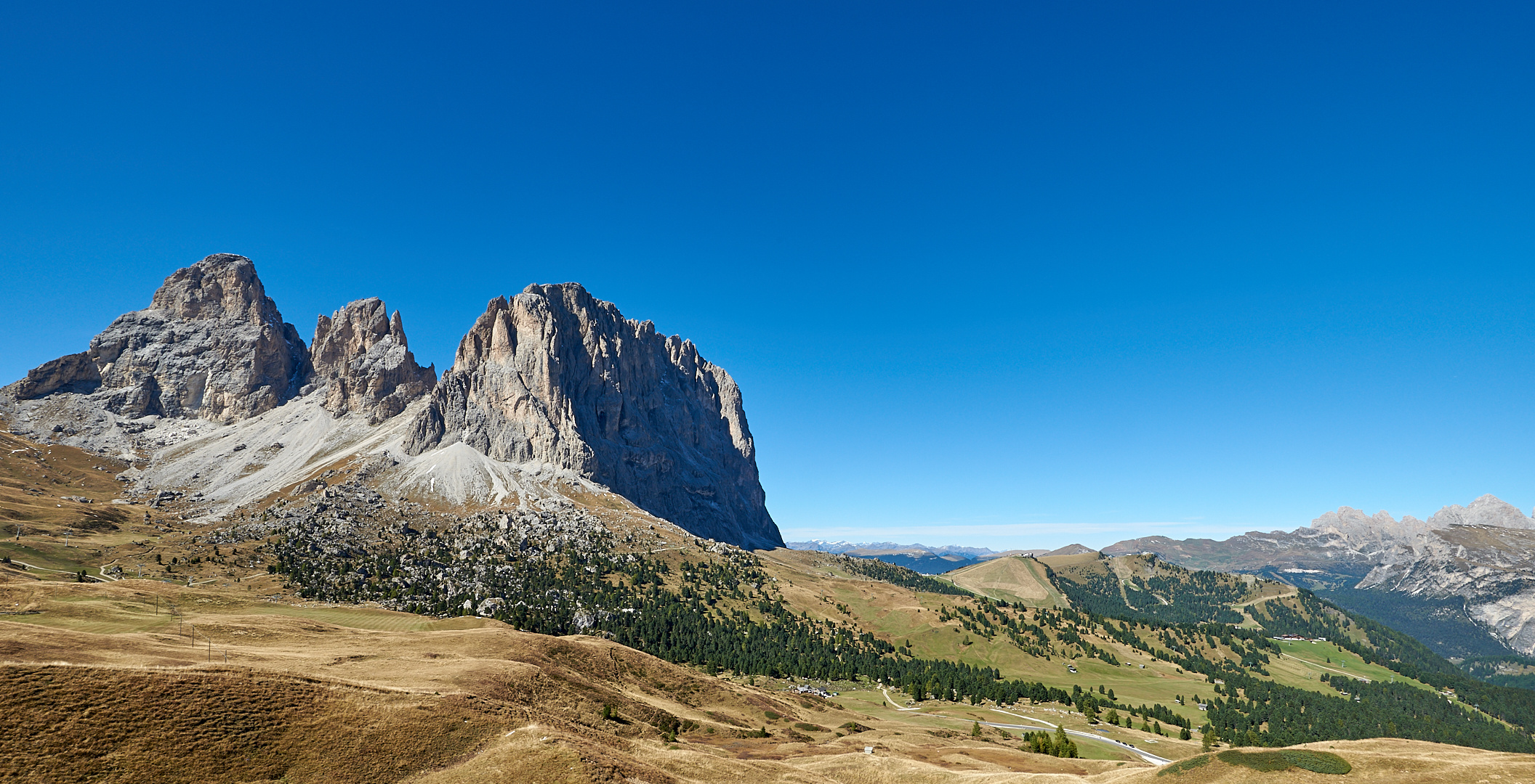 Was für ein Klotz, der 3181 m hohe Langkofel in der Morgensonne, Luis Trenkers Lieblingsberg 