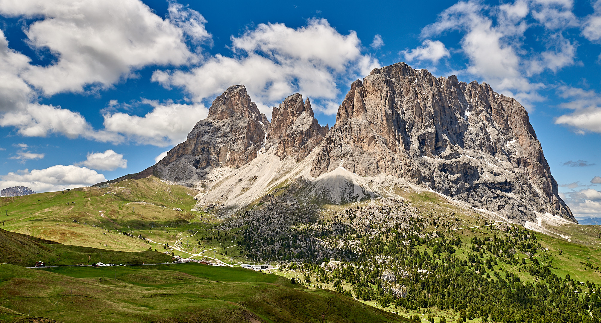 Was für ein Klotz, der 3181 m hohe Langkofel in der Morgensonne, Luis Trenkers Lieblingsberg