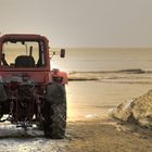 Was macht denn der Traktor am Strand?