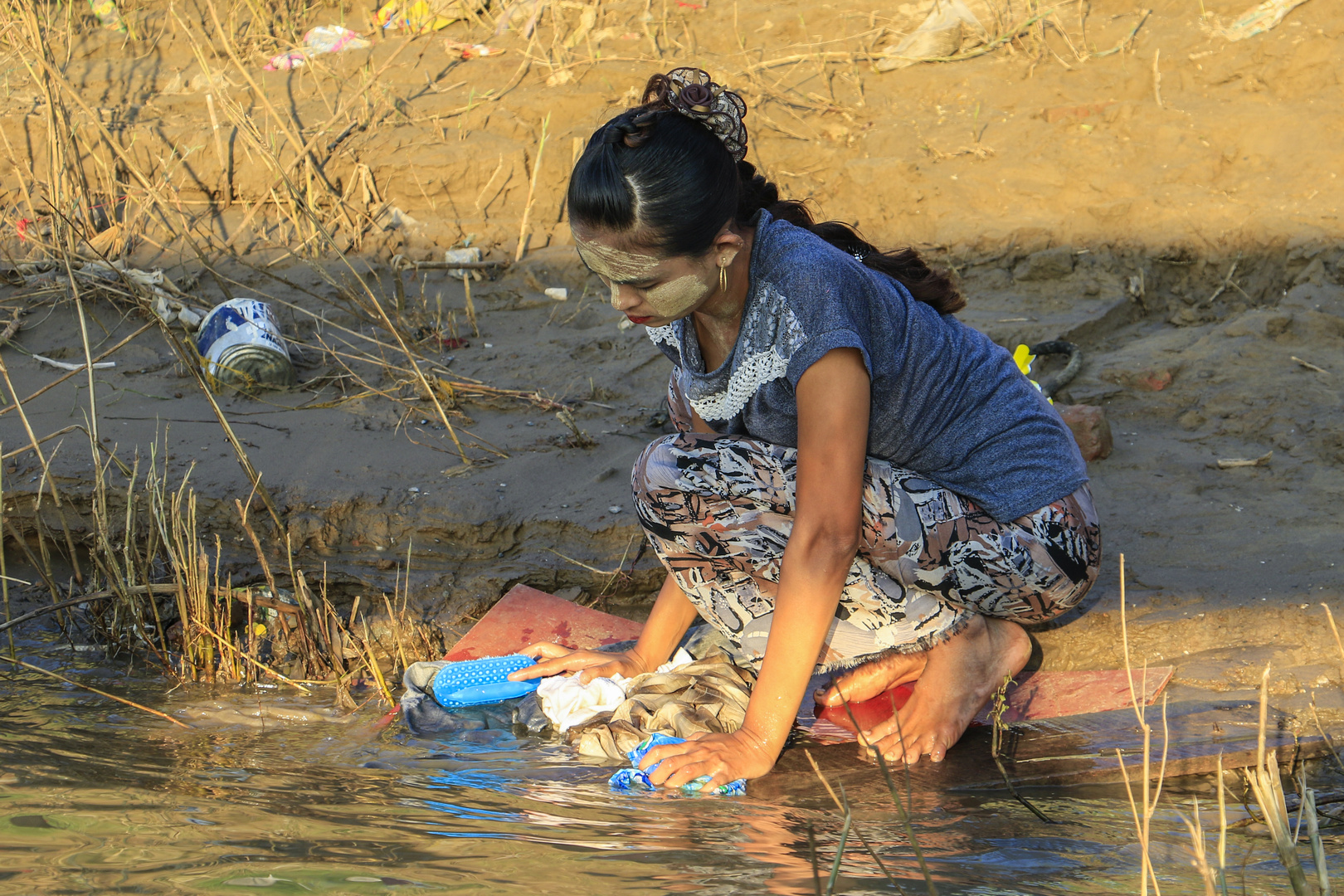 Waschtag am Irrawaddy