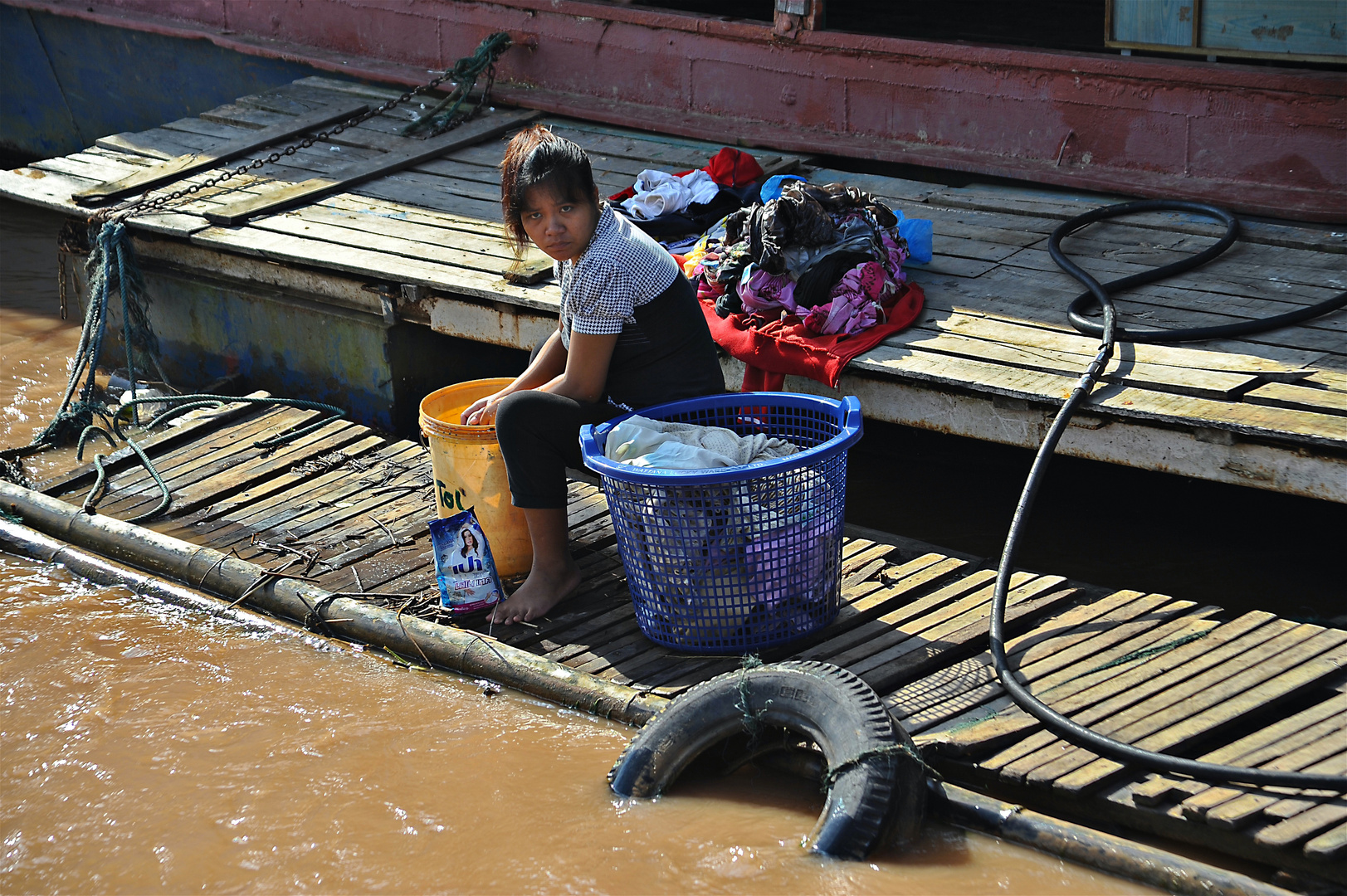 Waschtag am Mekong