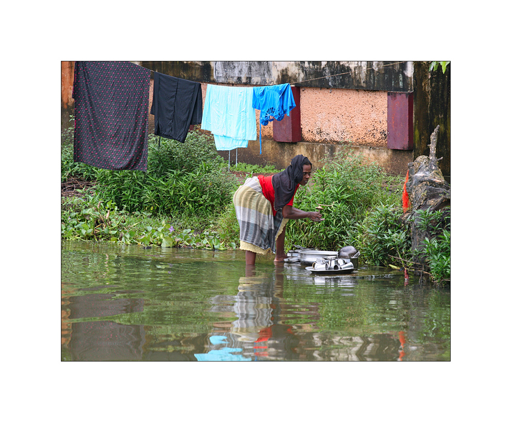 Waschtag an den Backwaters