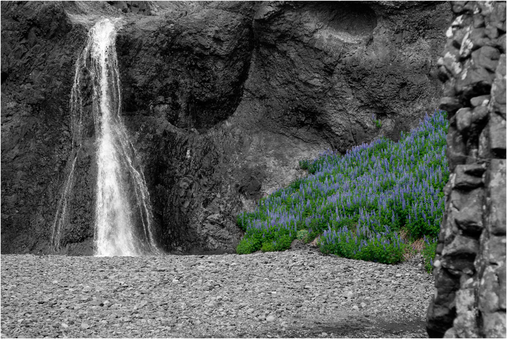 Wasserfall an Lupinen