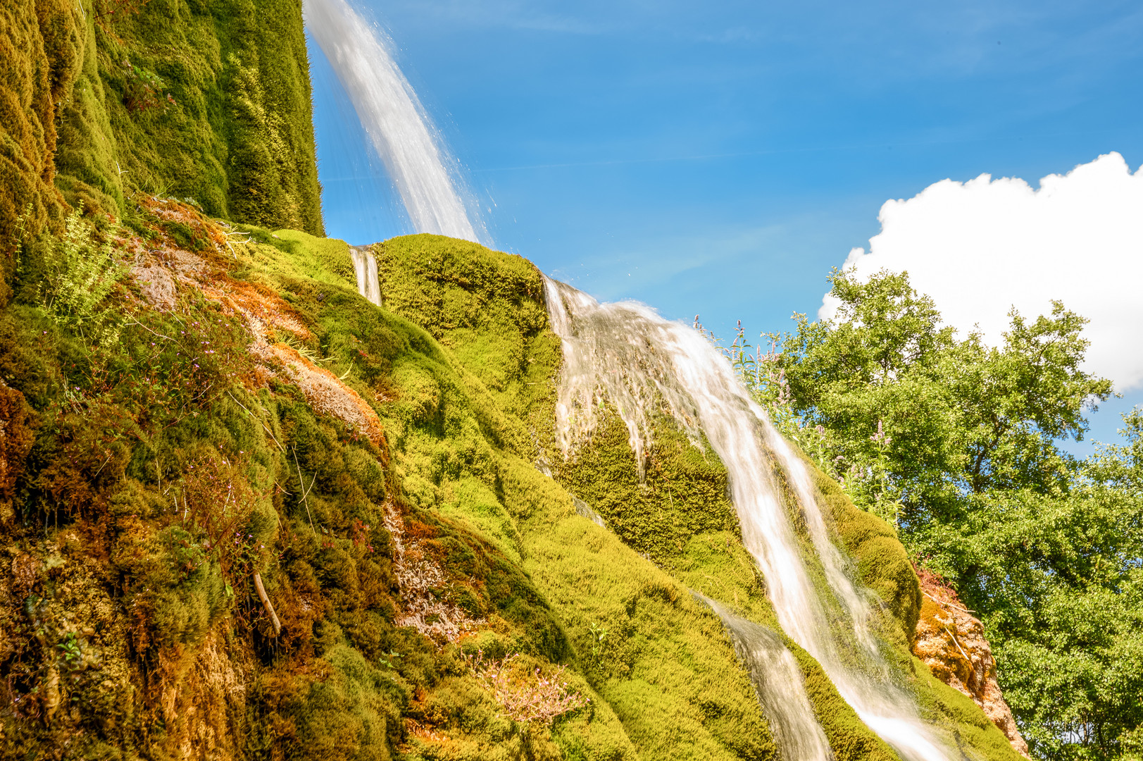 Wasserfall auf Moosfelsen