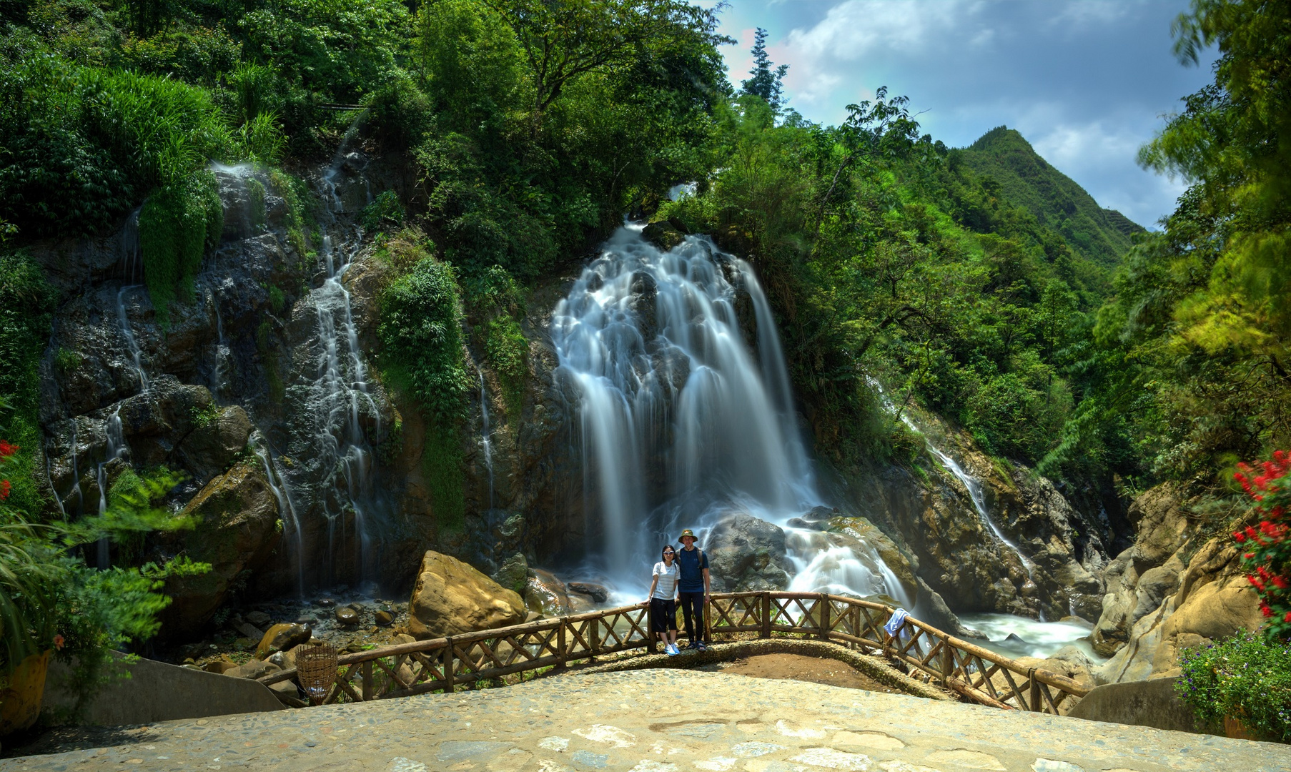 Wasserfall im Dorf Cat Cat village, Sapa.