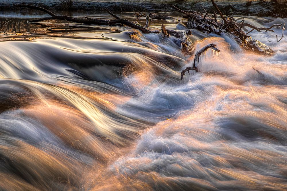 Wasserfall in Neustadt bei Sonnenuntergang