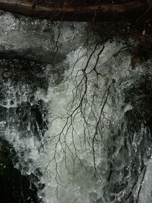 Wasserfall mit Treibgut