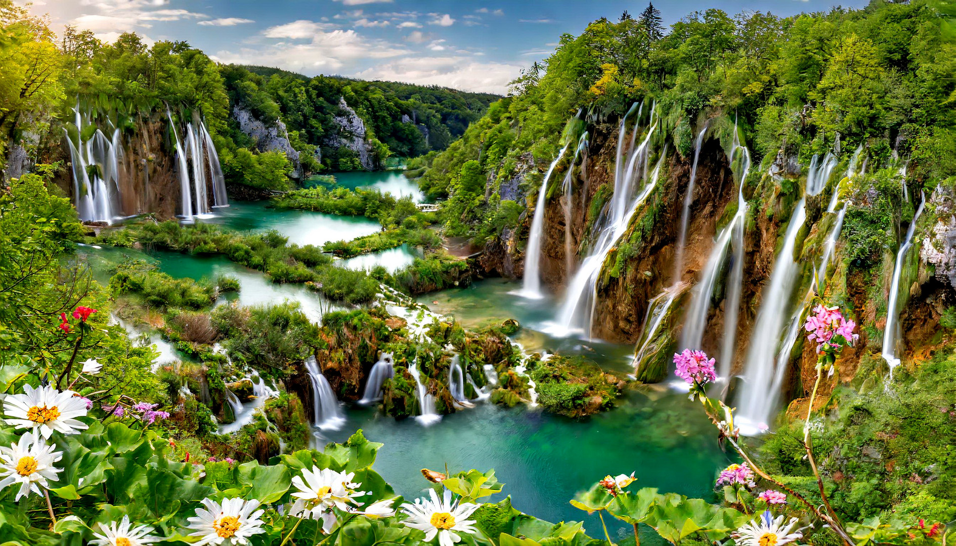 Wasserfall Romantik  im Nationalpark Plitvicer Seen (KI)