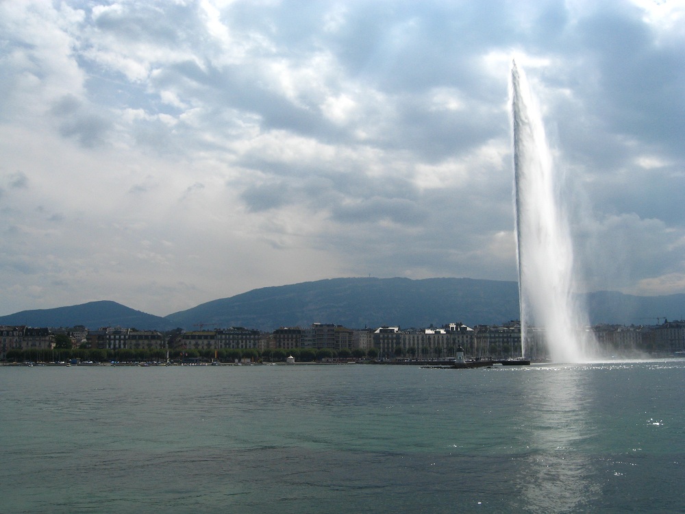 Wasserfontäne am Genfer See
