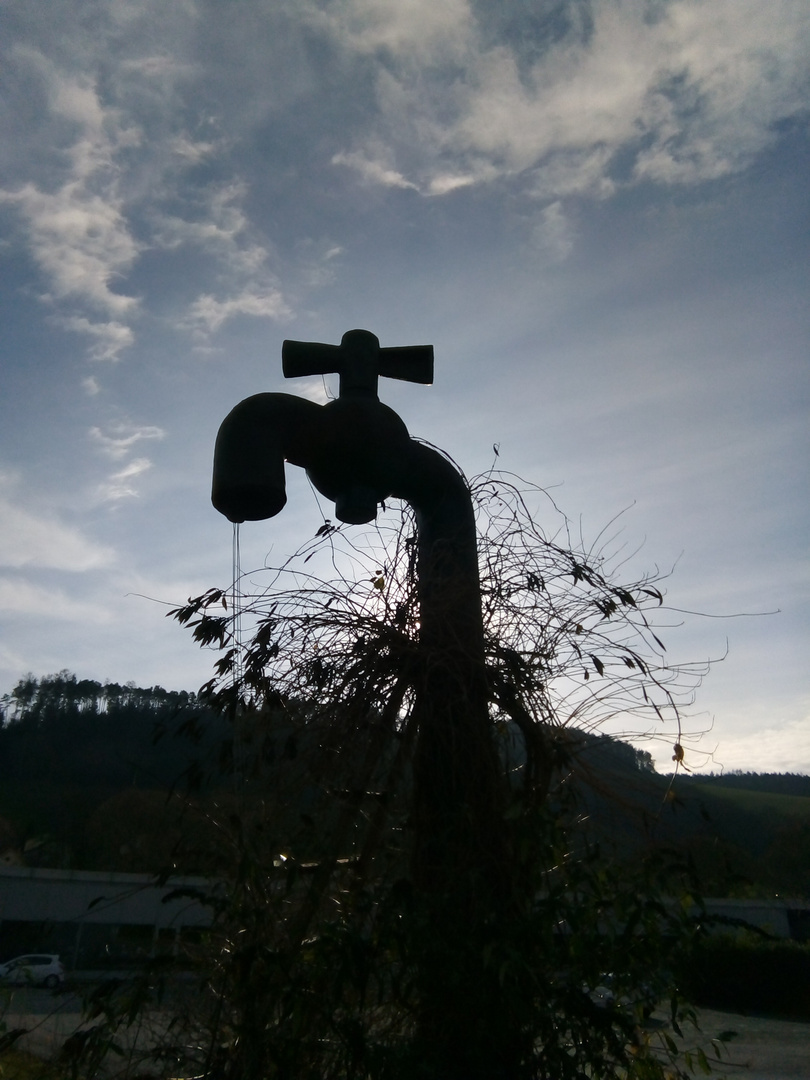 Wasserhahn im Gegenlicht