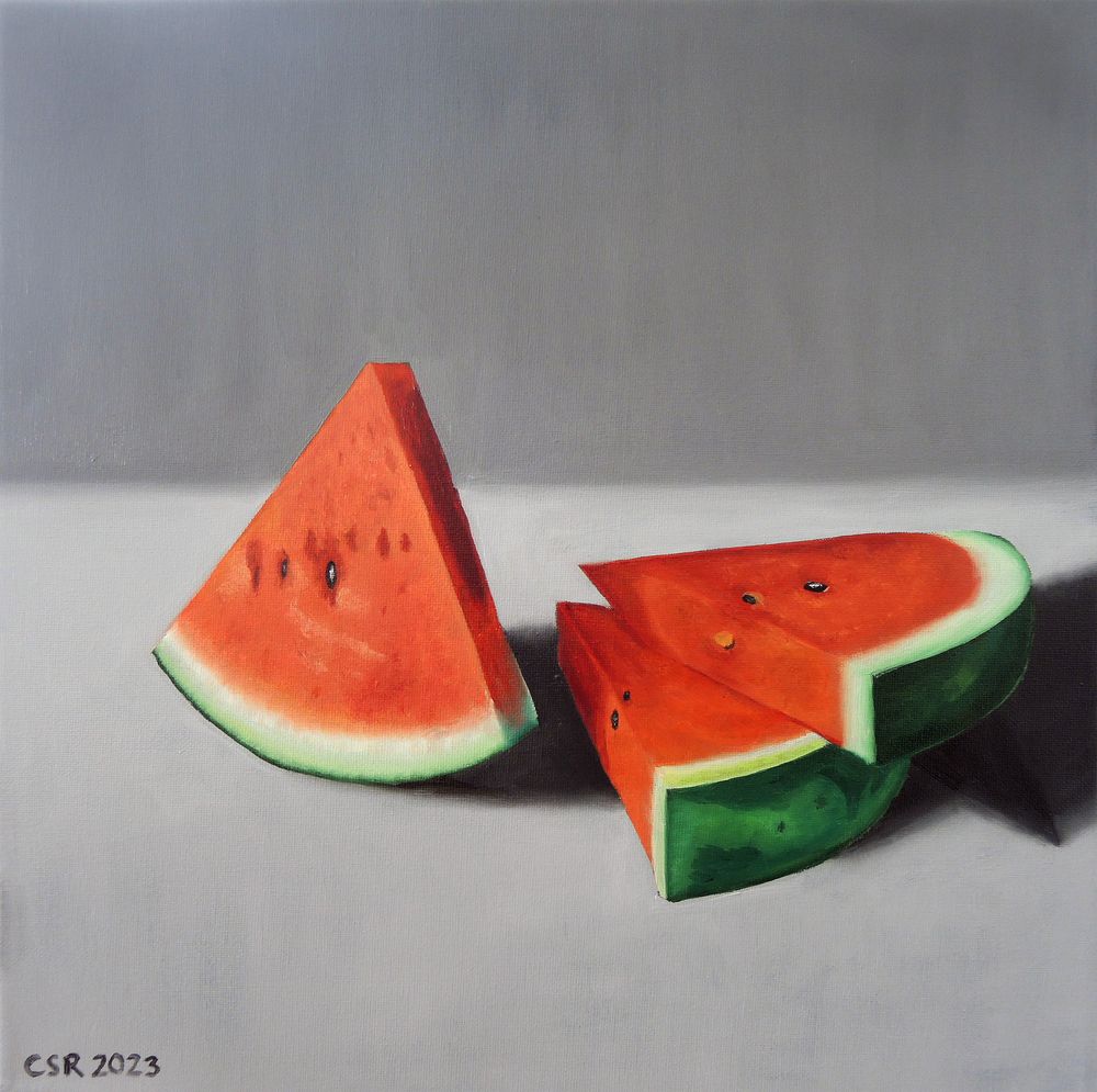 Wassermelone - mit wasserlöslichen Ölfarben gemalt