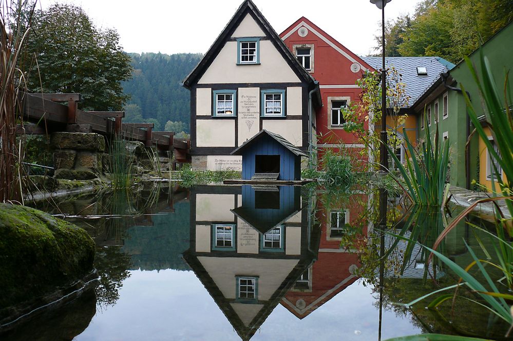 Wassermühle Schmilka am Spiegeltag