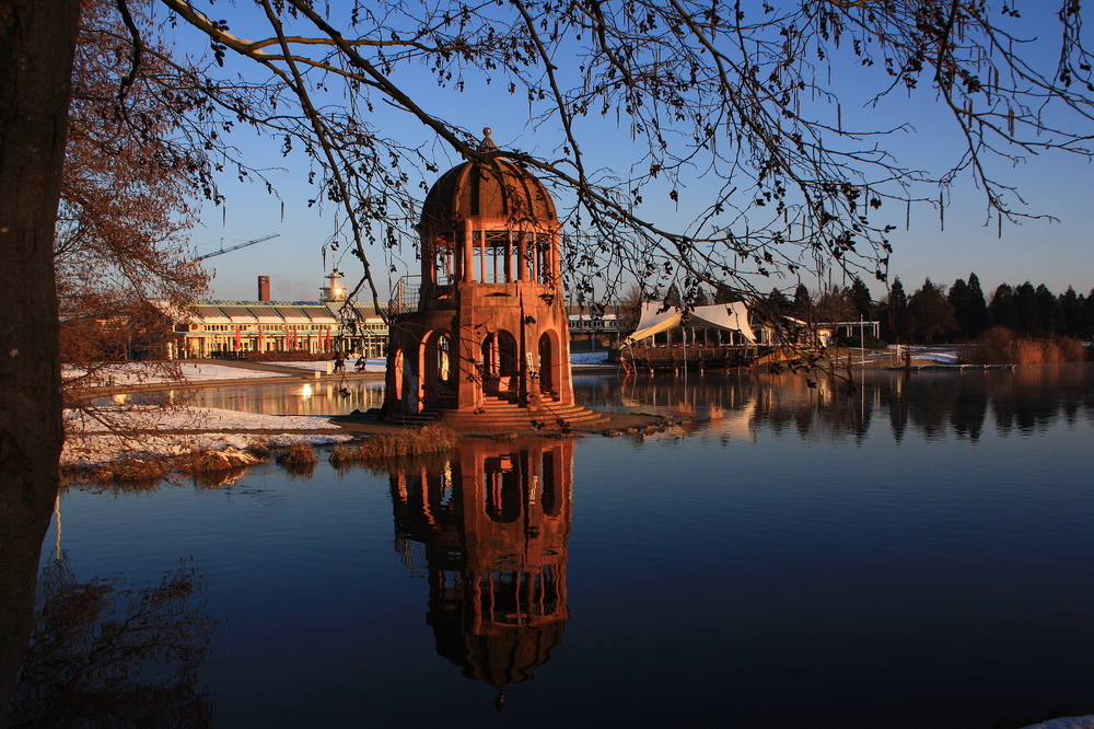 Wasserspiegelung an einem Freiburger Baggersee