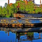 Wasserspiegelung im Landschaftspark Duisburg bei den Eisenhüttenwerke