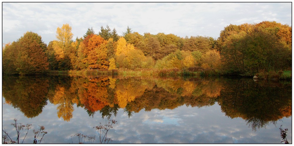 Wasserspiegelung mit Herbstfarben