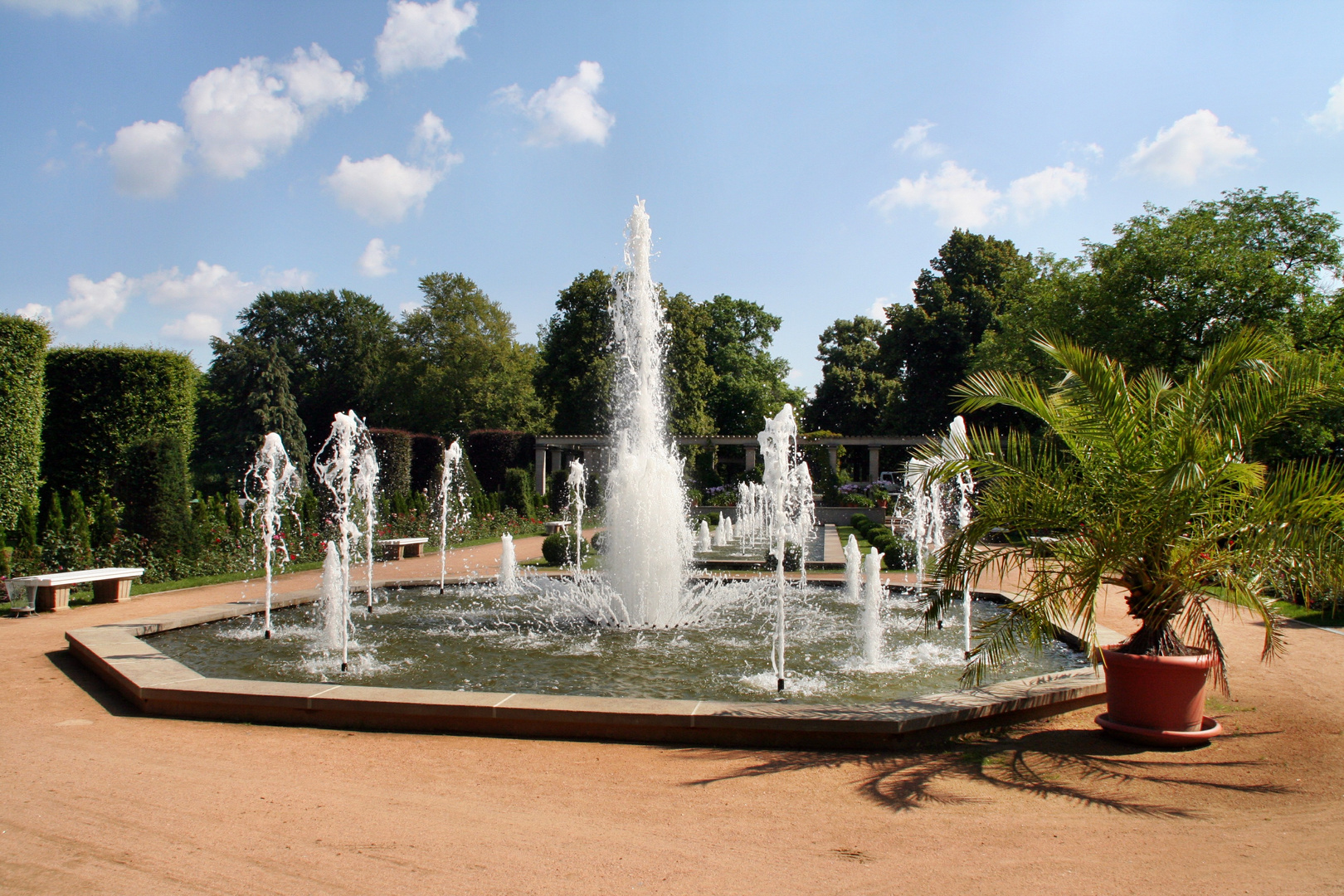 Wasserspiele im Rosengarten Forst / Lausitz