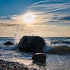 Wasserspritzer am Strand von Rügen