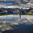 Wassertreten mit Bergsicht