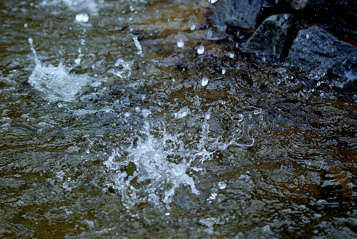 Wassertropfen am Brunnen vor dem Schloss Werningerode / Harz.