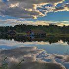 Wasserwolken beim Campingplatz am See in Västervik 