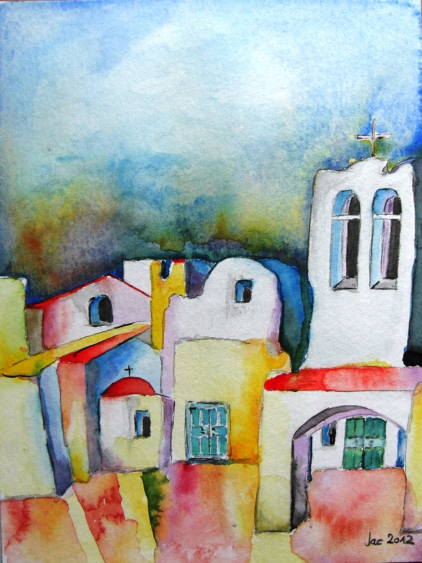 watercolor ... meets greek architecture