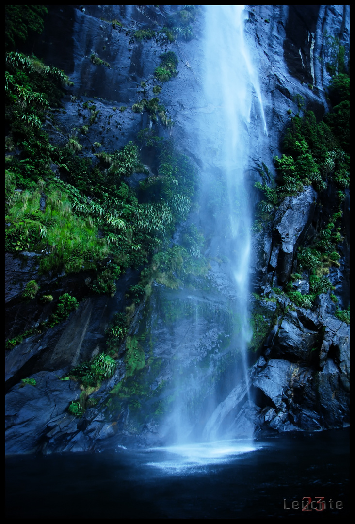 Waterfall in the Milfort Sounds NZ