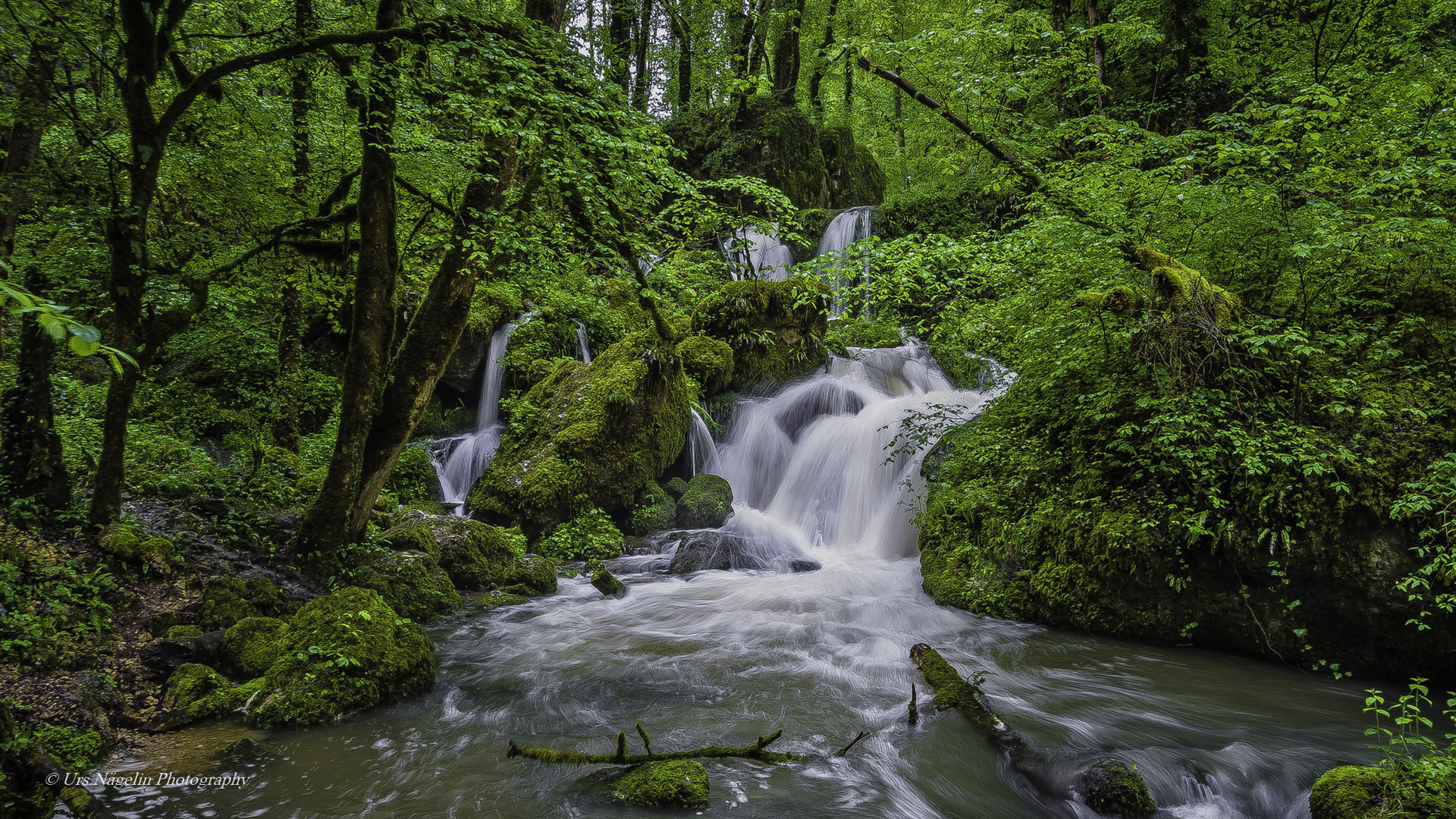 Waterfall somewhere in the Swiss jungle.