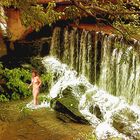 Waterfalls and nude woman