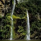 Waterfalls at Milford Sound. (Much Water is falling down)