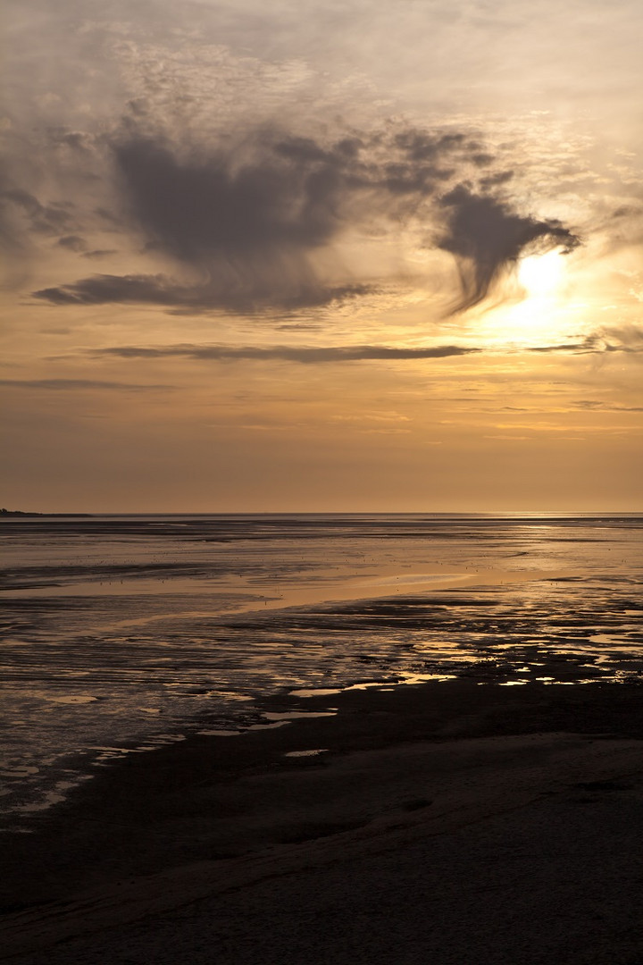 Wattenmeer am Abend hochkant