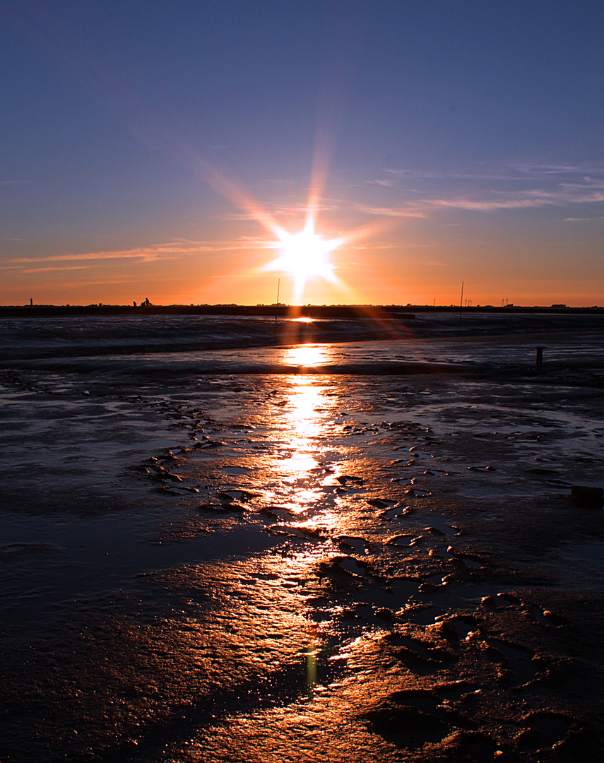 Wattenmeer bei Sonnenuntergang