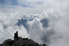 Watzmann, Mittelspitze, Nebelschwaden!